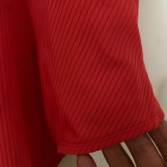 Kona Sol red/orange 1 piece swimsuit, crisscross back straps, ribbed, Small - Picture 9 of 9